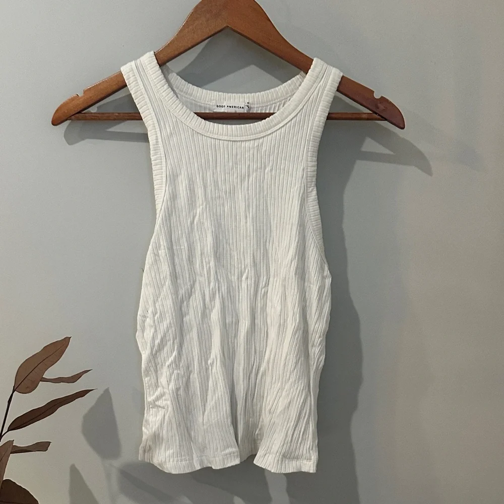 Good American Ivory Ribbed Tank Top - Picture 1 of 4
